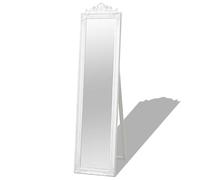 Specchio da terra in stile barocco, bianco, 160 x 40 cm, con cornice decorativa in legno, per camera da letto, corridoio, guardaroba, specchio per decorazione del soggiorno e uso elegante