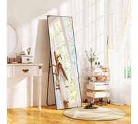Specchio da Terra Moderno a Figura Intera, Design Autoportante o da Parete, 40x150 cm, Nero