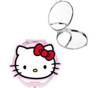 Specchio da toeletta Hello Kitty pieghevole con doppio specchio e design classico rotondo | Accessorio portatile rosa con immagine frontale e struttura sicura per ragazze e giovani fan di Sanrio