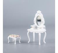 Specchio Da Toeletta In Miniatura Fatto A Mano Con Sgabello 1:12 Dollhouse