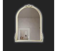 Specchio da Toeletta Vintage A LED 24x31 Specchio da Parete Antico Decorato Ad Arco Grande Specchio da Parete per Bagno Dorato 28x39 Specchio Decorativo per La Casa Dimmerabil, Champagne, 60x80cm