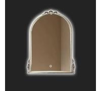Specchio da Toeletta Vintage A LED 24x31 Specchio da Parete Antico Decorato Ad Arco Grande Specchio da Parete per Bagno Dorato 28x39 Specchio Decorativo per La Casa Dimmerabil, Silver, 70x100cm