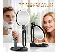 Specchio da trucco 1X/10X con luce, specchio da trucco a doppio lato da 6 pollici, specchio LED da tavolo, 3 temperature di colore regolabili, ricarica USB, rotazione e piegatura a 360°, facile da tra