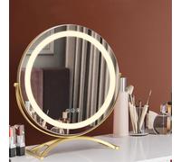 Specchio Da Trucco Ø30/40/50cm Specchio Cosmetico Specchio Trucco Da Tavolo Con Tre Colori Di Luce E Funzione Di Luminosità Regolabile Con Controllo Tattile Specchio LED Illuminato ( Colore : oro , Mi