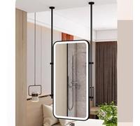 Specchio da trucco a LED con asta per appendere lo specchio da parete in metallo per bagno e ingresso, 50 x 80 cm, specchio da trucco nero con luci, specchio decorativo da appendere per soggiorno e