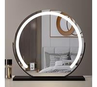 Specchio da trucco a LED dimmerabile, girevole a 360°, rotondo, con controllo touch e illuminazione a 3 colori, specchio cosmetico da scrivania intelligente per Flless Beau