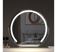 Specchio da trucco a LED girevole a 360°, 40 x 40 cm, con sensore touch, perfetto per camera da letto e spogliatoio, elegante finitura argento, ideale per gli appassionati di bellezza.