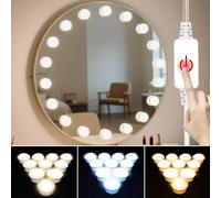 Specchio da trucco a LED per donna, con 3 colori regolabili, porta USB, interruttore touch a 5V, dimmerabile, lampada da parete professionale per bagno, camera da letto, guardaroba, luce calda/fredda/