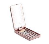 Specchio da trucco a LED | Stazione di bellezza portatile | Specchio rotante con luce brillante e cinque pennelli da trucco per uso da viaggio | Kit specchio ideale per la rasatura, spazzole