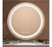 Specchio da trucco a LED, touch screen, autoportante a 360°, ricaricabile tramite USB, 3 modalità di illuminazione, specchio cosmetico portatile da tavolo