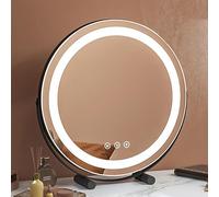 Specchio da trucco a LED, touch screen, autoportante a 360°, ricaricabile tramite USB, 3 modalità di illuminazione, specchio cosmetico portatile da tavolo