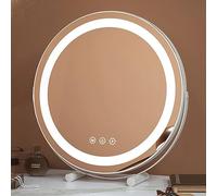 Specchio da trucco a LED, touch screen, autoportante a 360°, ricaricabile tramite USB, 3 modalità di illuminazione, specchio cosmetico portatile da tavolo