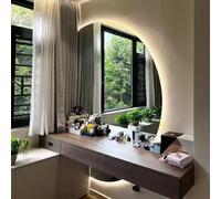 Specchio da trucco a mezzaluna LED anti-appannamento, 70 x 110 cm, senza cornice, montaggio a parete, 3 temperature di colore, dimmerabile, design irregolare per un elegante arredamento da toeletta