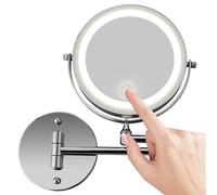 Specchio da trucco a parete, ingrandimento 10X, illuminazione LED su entrambi i lati, compatibile con il bagno, ruotabile a 360, ricaricab