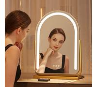 Specchio da trucco con sensore touch, design ad arco, 3 modalità di illuminazione, specchio ovale per tavolo da toeletta, bianco e nero, perfetto per un'applicazione impeccabile del trucco