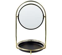Specchio da trucco con telaio in ferro Ø 15 cm oro Indre