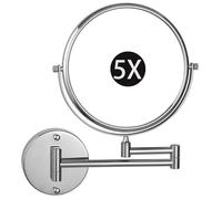 Specchio da trucco cromato da 15,2 cm, regolabile, con ingrandimento a 360°, con zoom 5x, per bagno e toeletta