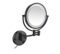 Specchio da Trucco da Parete con luci, Specchio da Trucco ingranditore bifacciale 1X/10X, Braccio Pieghevole con Estensione Girevole a 360° - per Uomini e Donne Black,10x