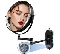 Specchio da trucco da parete con ventosa da 20,3 cm, senza foratura, specchio con ingrandimento 1X/10X, braccio oscillante girevole a 360°, montaggio a parete, potente ventosa per bagno e rasatura