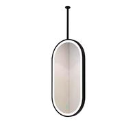 Specchio da trucco da soffitto, specchio da bagno con cornice in metallo nero, specchio decorativo galleggiante in vetro - Boom sospeso personalizzabile(40cmx60cm)