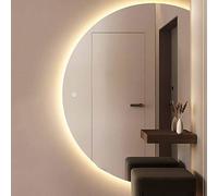 Specchio da trucco dimmerabile a LED 32 x 47 - Specchio a mezza luna retroilluminato anti-appannamento a figura intera con vetro antideflagrante per la decorazione della casa - Design semicerchio da