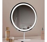 Specchio da trucco girevole a 360° con 3 modalità di colore e illuminazione a LED, specchio da trucco bianco da 40 cm per un'applicazione impeccabile del trucco, ideale per gli appassionati di
