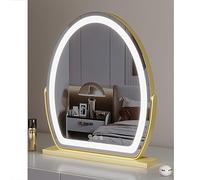 Specchio da trucco Hollywood con luci, rotazione a 350°, due modelli (A ricaricabile e B non ricaricabile), illuminazione a 3 colori e luminosità regolabile, controllo touch (A - Oro, 40 * 54 cm/15,7