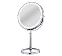Specchio da trucco illuminato 10X, rotazione a 360°, 3 impostazioni di luce LED, specchio cosmetico ricaricabile con ingrandimento a doppio lato (silver, 1pcs)