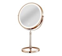 Specchio da trucco illuminato 10X, rotazione a 360°, 3 impostazioni di luce LED, specchio cosmetico ricaricabile con ingrandimento a doppio lato (rose gold, 1pcs)