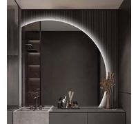 Specchio da trucco illuminato a LED, 91,4 cm, con interruttore touch, luminosità regolabile in 3 colori, anti-appannamento, design senza cornice, elegante specchio da trucco per la casa, 101,6 cm