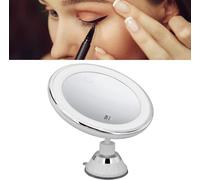 Specchio da trucco ingrandente 10 x con luci luminose, ventose adesive per trucco, viaggi, sala girevole, ufficio, rotazione a 360°, doppio lato, trasparente, supporto in vetro