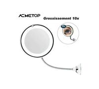 Specchio da trucco ingranditore 10x con luce - Regolabile a 360, LED, supporto a ventosa, senza fili, specchio da viaggio portatile illuminato
