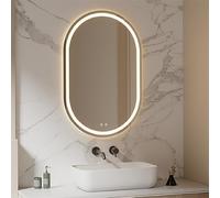 Specchio da trucco ovale moderno con illuminazione a LED, senza cornice, anti appannamento, a figura intera, dimmerabile, 70 x 120 cm, perfetto per il trucco e lo spogliatoio.