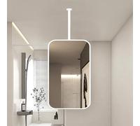 Specchio da Trucco per Bagno, Specchio da Appendere al soffitto, Specchio in Vetro HD con Cornice e Braccio in Metallo, Specchio Rettangolare flottante da Parete per Camera da Letto, soggior