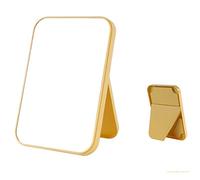Specchio da trucco pieghevole ad alta definizione da scrivania, design quadrato portatile, elegante colore giallo, perfetto per casa e viaggi, ideale per applicazioni di bellezza impeccabili.