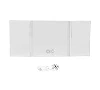 Specchio da trucco pieghevole triplo per auto, parasole pieghevole, con luce a LED, luminosità regolabile per guidatori, design compatto,