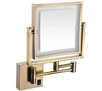 Specchio da trucco ricaricabile da parete con luci LED, ingrandimento 1x/3x, specchio cosmetico estensibile su entrambi i lati per bagno
