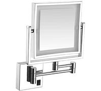 Specchio da trucco ricaricabile da parete con luci LED, ingrandimento 1x/3x, specchio cosmetico estensibile su entrambi i lati per bagno