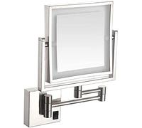 Specchio da trucco ricaricabile da parete con luci LED, ingrandimento 1x/3x, specchio cosmetico estensibile su entrambi i lati per bagno