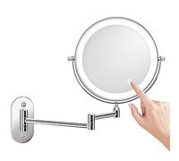 Specchio da trucco rotondo da parete, 25,4 x 20,3 cm, double face, girevole a 360°, perfetto per bellezza e toelettatura, design salvaspazio