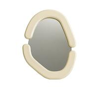 Specchio da trucco vintage in legno bianco crema specchio da tavolo da trucco montabile a parete specchio cosmetico su un solo lato, perfetto per la decorazione della stanza del dormitorio e gli