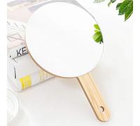 Specchio da viaggio portatile con manico, specchio da toletta, in legno, quadrato e rotondo, specchio da trucco per parrucchieri e barbieri professionisti, 17,5 x 17,5 cm