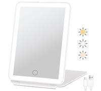 Specchio da viaggio ricaricabile per trucco da viaggio con 72 luci a led, specchio di bellezza per trucco illuminato portatile, illuminazione a 3 colori, Touch Screen dimmerabile, Cosmetico Specchio