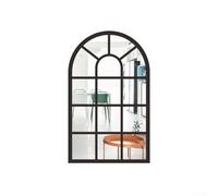 Specchio decorativo 3D per finestra, cornice in legno, acrilico, a forma di mezza luna, autoadesivo, decorazione per la casa per soggiorno e camera da letto, bianco (nero)