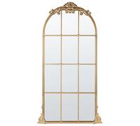 Beliani Specchio decorativo a parete stile finestra appeso 66 x 124 cm Oro