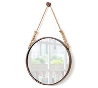 Specchio Decorativo A Parete Tondo Con Corda Di Canapa Sospesa - Specchio Per Lavabo Da Parete Specchio Cosmetico - Specchio Decorativo Nordico In Ferro Battuto