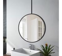 Specchio decorativo da parete rotondo da appendere al soffitto, specchio da parete per bagno con cornice in metallo nero e braccio - Il braccio può essere personalizzato, trasparente e pratico (dimens