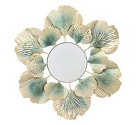 Specchio Decorativo da Parete, Specchio da Parete Decorativo con Foglie di Ginkgo in Metallo di Lusso Nordico Leggero, Specchio da Parete Rotondo Moderno Semplice da Appendere, Specchio(Un Tipo)