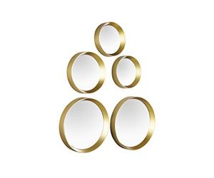 Specchio decorativo da parete VIVIVIEN 5 pezzi con cornice rotonda in oro