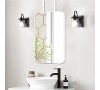 Specchio Decorativo Galleggiante per Specchio da Bagno Rettangolare da Parete, Specchio da toeletta da Parete con Doppie aste, Specchio sospeso Bianco da soffitto, Specchio Decorativo da Bag